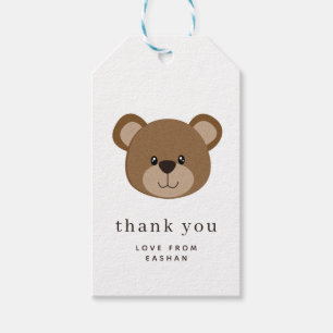 Étiquettes-cadeau Visage d'ours mignon   Merci pour le 1er anniversa