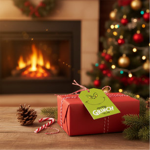 Étiquettes-cadeau Visage du Dr Grinch lors de son vol de Noël