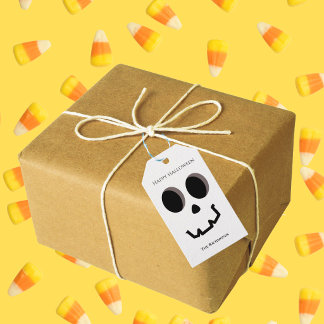 Étiquettes-cadeau Visage squelette mignon personnalisé Halloween