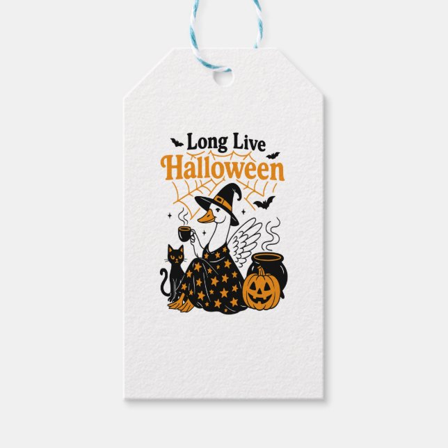 Étiquettes-cadeau Vive Halloween Goose Witch (Devant)