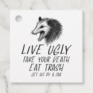 Étiquettes Cadeau Vivez Vilain Fake Votre Mort Manger Trash Drôle Op