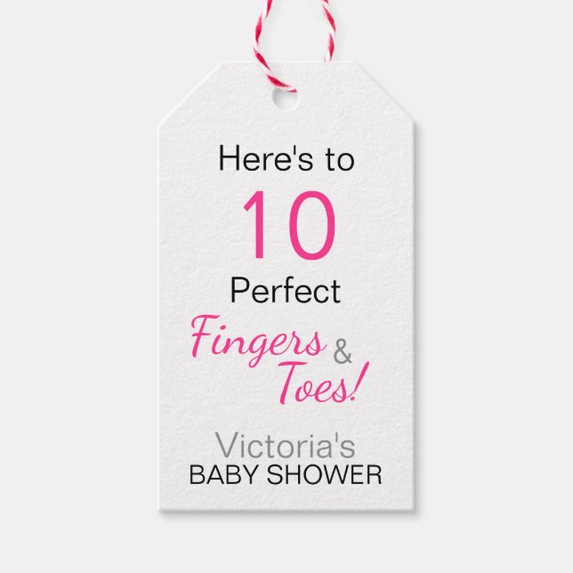 Étiquettes-cadeau 'Voici 10 Baby showers de doigts et orteils parfai (Devant)