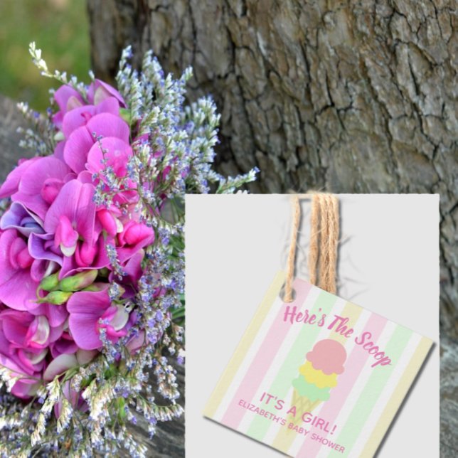 Étiquettes Cadeau Voici le Baby shower d'été de la crème glacée Scoo (Créateur téléchargé)