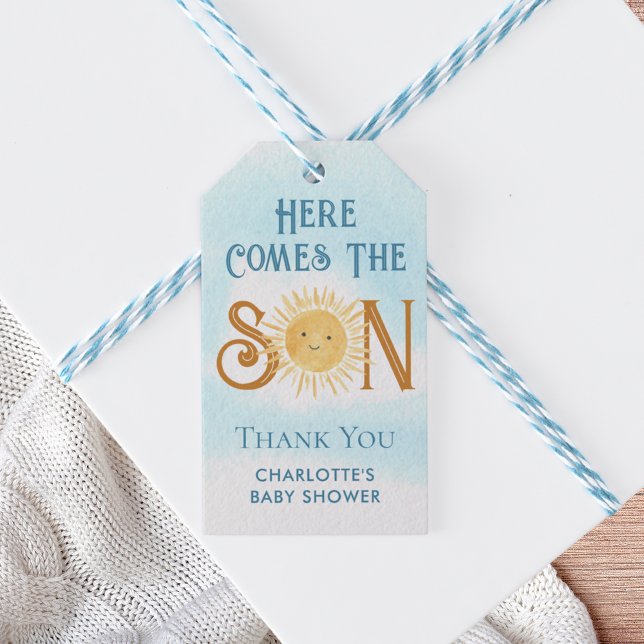 Étiquettes-cadeau Voici le Baby shower du fils (Créateur téléchargé)