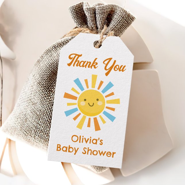 Étiquettes-cadeau Voici le Baby shower solaire Favor (Créateur téléchargé)