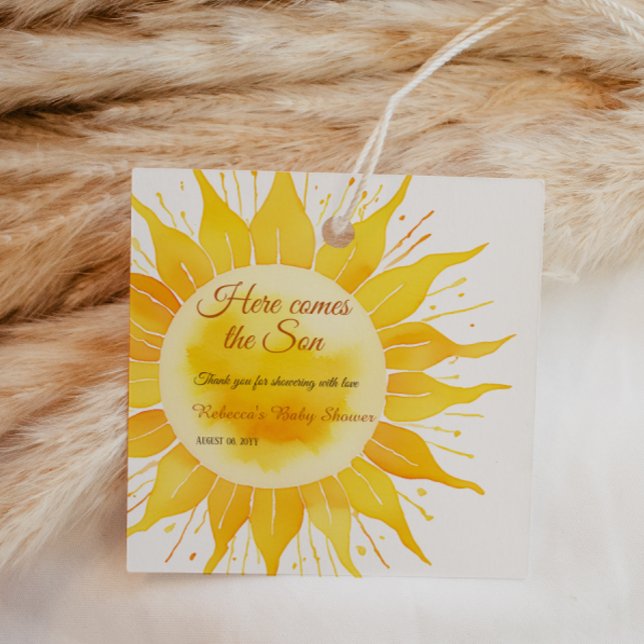 Étiquettes Cadeau Voici le Baby shower Son Jaune soleil (Créateur téléchargé)