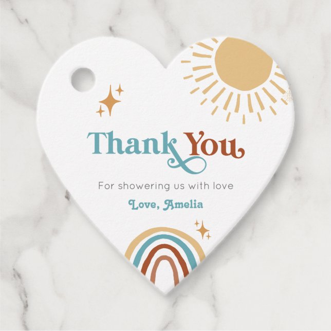 Étiquettes Cadeau Voici le Baby shower Son Retro Boho Boy (Devant)