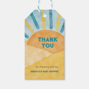 Étiquettes-cadeau Voici Son Blue Rays Sunshine Baby shower
