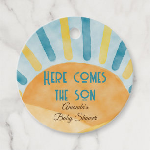 Étiquettes Cadeau Voici Sunshine Blue Ray Baby shower Cadeau