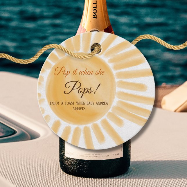 Étiquettes Cadeau Voici Sunshine Ray Jaune Baby shower Pop it (Créateur téléchargé)