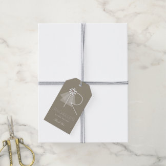 Étiquettes-cadeau Voile de mariée Daisy Monogram Chic Baby Shower