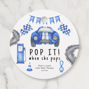 Étiquettes Cadeau Voiture de course Watercolor - pop it! quand elle