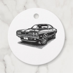 Étiquettes Cadeau Voiture Musclée Américaine Classique Rétro Vintage