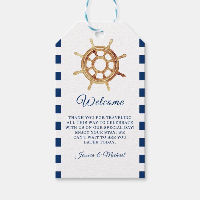 Étiquettes-cadeau Volets de direction de la marine nautique Bienvenu (Devant)