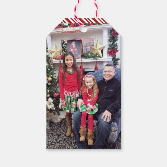 Étiquettes-cadeau VOS PHOTOS & Nom Jeu de 10 Gros Noël (Devant)