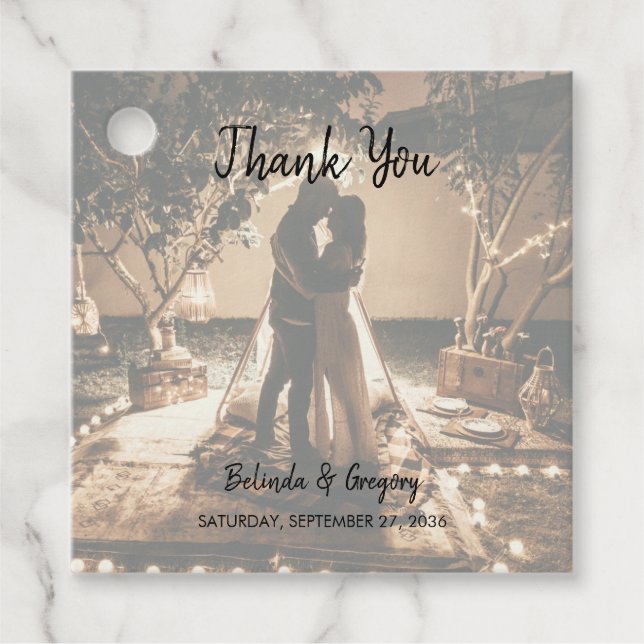 Étiquettes Cadeau Vos propres photos Faded Mariage Cadeau (Devant)