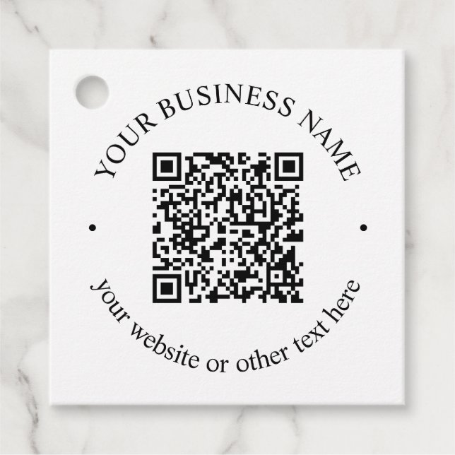 Étiquettes Cadeau Votre code QR téléchargé plus texte circulaire mod (Devant)