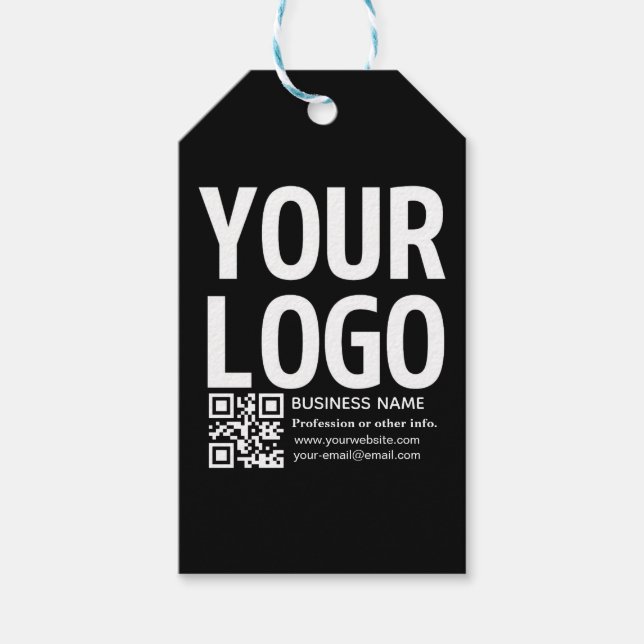 Étiquettes-cadeau Votre logo avec code QR et texte modifiables  (Devant)