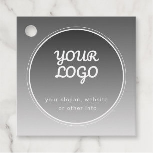 Étiquettes Cadeau Votre logo et texte modifiable Dégradé gris fonc