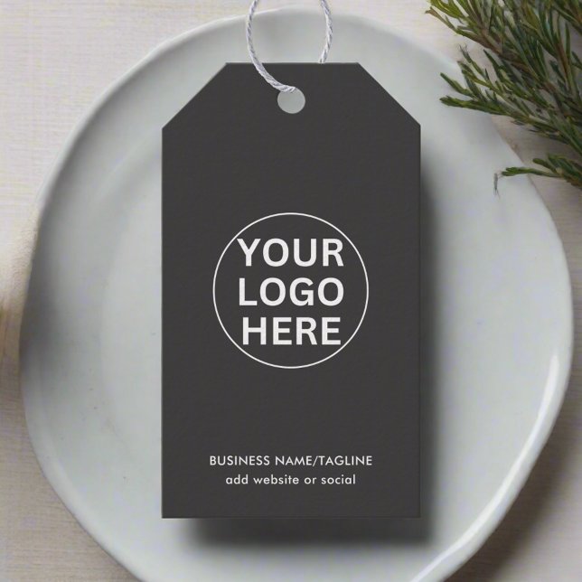 Étiquettes-cadeau Votre logo ici l Entreprise Entreprise Marquée Gre (Créateur téléchargé)