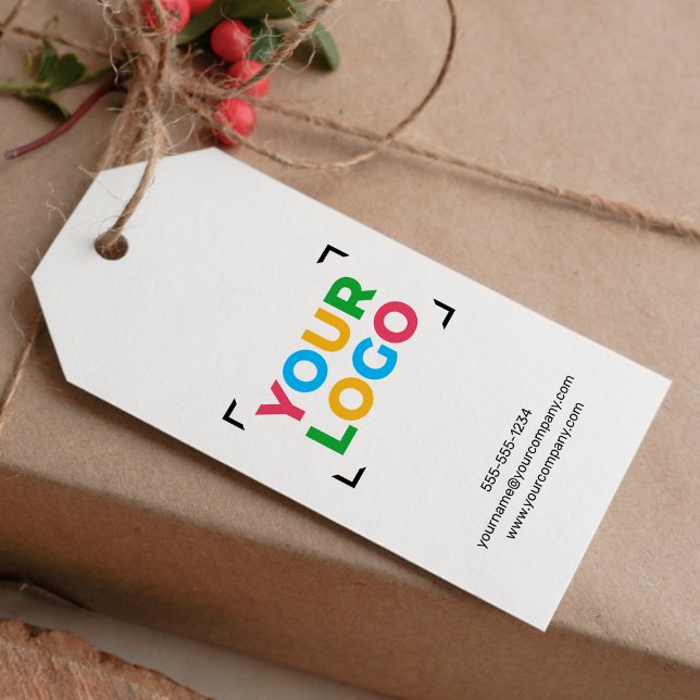 Étiquettes-cadeau Votre logo ici Simple Petite Entreprise Coordonnée (Créateur téléchargé)