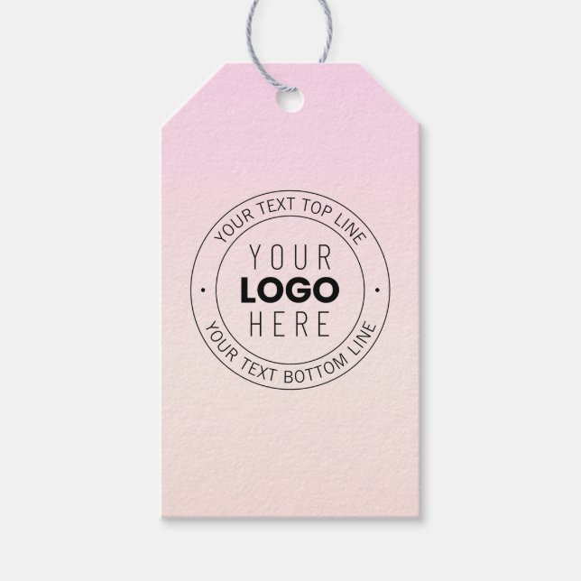 Étiquettes-cadeau Votre logo téléchargé | Texte circulaire modifiabl (Devant)