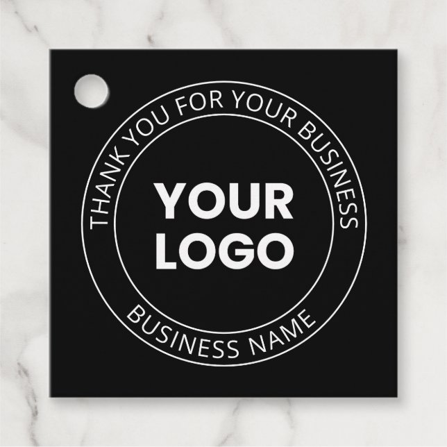 Étiquettes Cadeau Votre propre logo et message modifiable Merci (Devant)