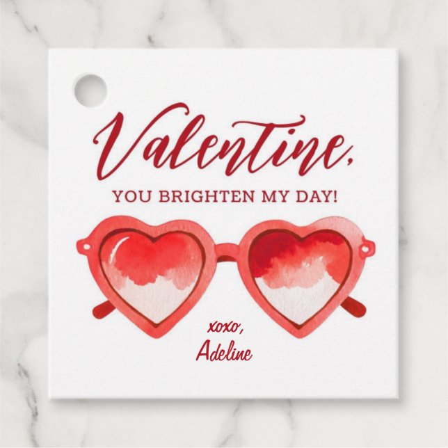 Étiquettes Cadeau Vous Éclairez Mes Lunettes de soleil de jour Valen (Devant)