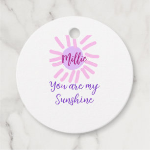 Étiquettes Cadeau vous êtes mon soleil violet rose pastel rayons de
