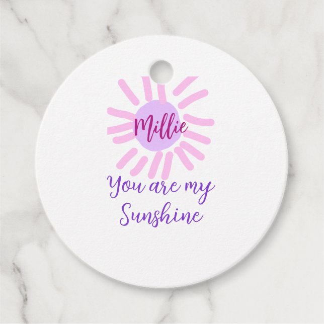 Étiquettes Cadeau vous êtes mon soleil violet rose pastel rayons de  (Devant)