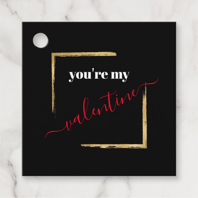 Étiquettes Cadeau Vous êtes My Valentine Custom Black Typography (Devant)
