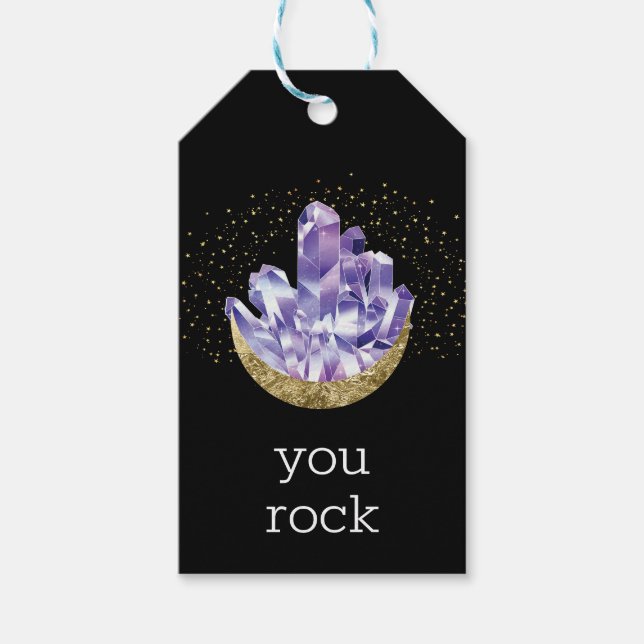 Étiquettes-cadeau Vous Rock Amethyst Crystals Appréciation Merci (Devant)
