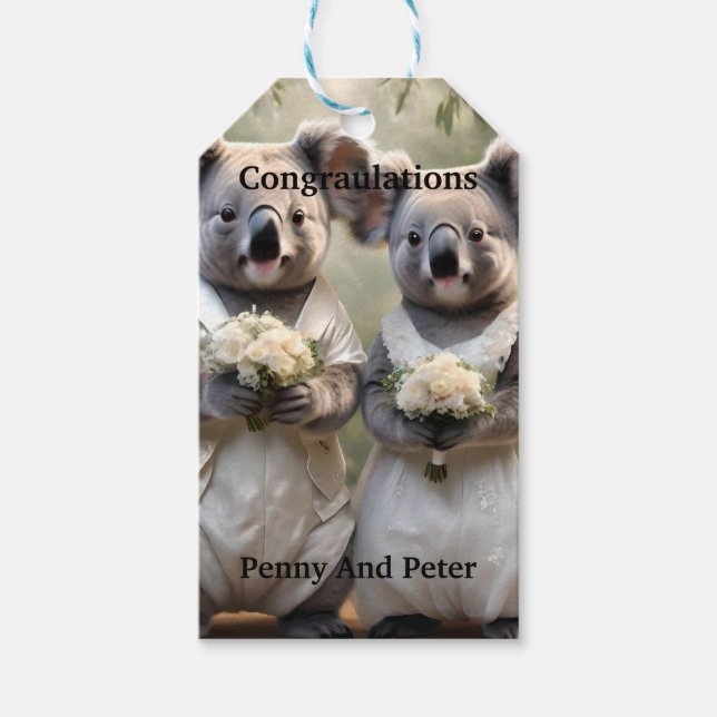 Étiquettes-cadeau "Vows À feuillage persistant : Un Mariage Koala en (Devant)