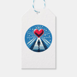 Étiquettes-cadeau Voyage au coeur - Design d'art pixel émotionnel