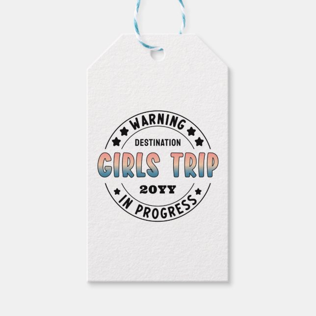 Étiquettes-cadeau Voyage de filles sur mesure en cours Dégradé drôle (Devant)