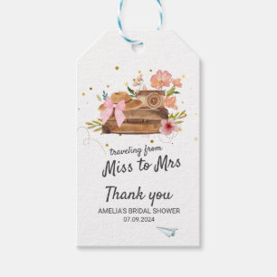 Étiquettes-cadeau Voyage de Miss à Mrs : fête de mariage vintage