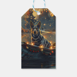 Étiquettes-cadeau Voyage de Noël festif Blue Heeler