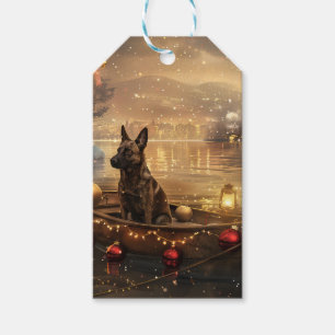 Étiquettes-cadeau Voyage festif de Noël du Malinois belge