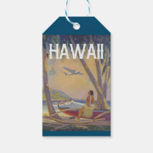 Étiquettes-cadeau Voyage Hawaïen vintage - Hawaii Hula Dancer