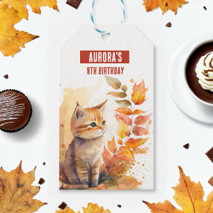 Étiquettes-cadeau Vues automne / automne Kitten - fête d'anniversair