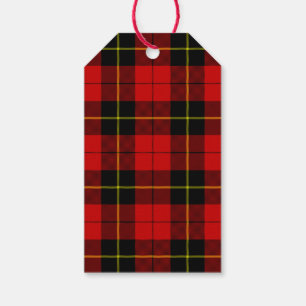 Étiquettes-cadeau Wallace tartan rouge noir plaid