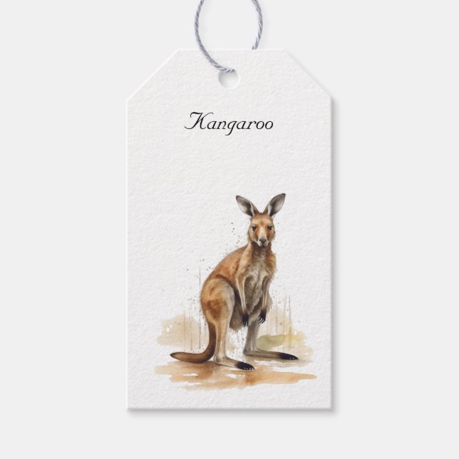 Étiquettes-cadeau Wanderer extérieur : aquarelle Kangaroo personnali (Devant)