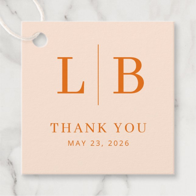 Étiquettes Cadeau Warm Peach Minimalist Thank You (Devant)