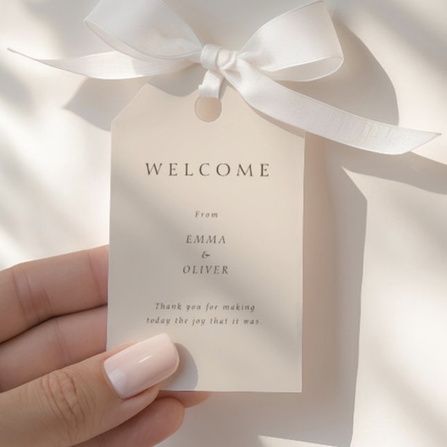 Étiquettes-cadeau Warm Sand Minimalist  Wedding Welcome (Warm Sand Minimalist Wedding Welcome Gift Tags)