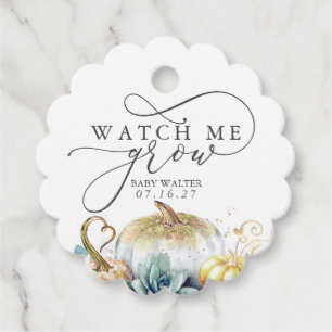 Étiquettes Cadeau Watch Me Grow - Succulents Baby shower Citrouille
