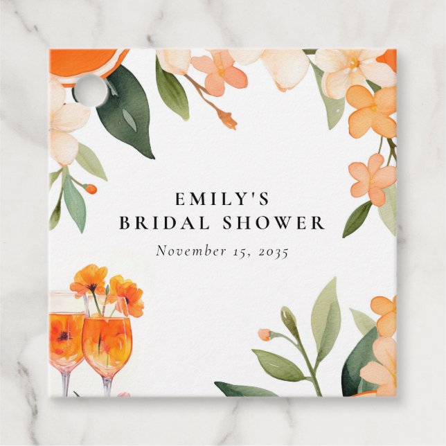 Étiquettes Cadeau Watercolor Aperol Spritz Baby Shower (Devant)