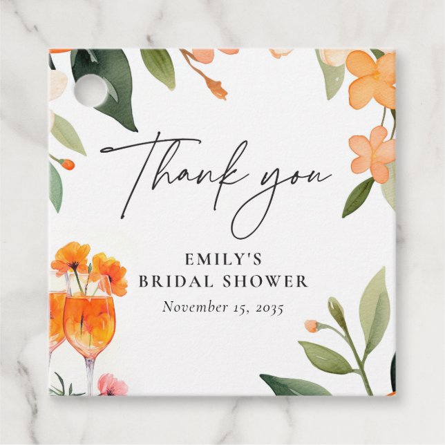 Étiquettes Cadeau Watercolor Aperol Spritz Baby Shower Mariage (Devant)