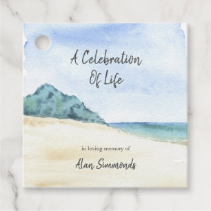 Étiquettes Cadeau Watercolor Beach Scène Célébration De La Vie