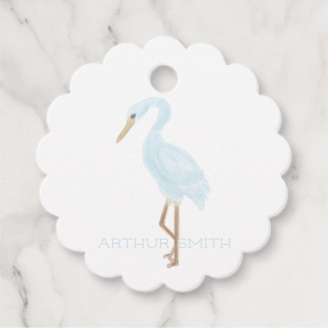 Étiquettes Cadeau Watercolor Blue Crane (Devant)