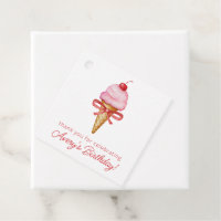 Watercolor Bow Pink Ice Cree Cone Party